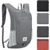 ROEOWENE Zaino Pieghevole Ultraleggero 15L Piccolo Zaino Ripiegabile da | Viaggio Escursionismo Leggero Trekking Per Uomo Donna Hiking Daypack Per Campeggio,ciclismo-grigio Chiaro