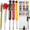 Nicpro 11 Pezzi Matite Falegname Set con 18 Mina, Solida meccanica Carpentiere e Penna per incisione, Strumenti fai da te con per Cantiere, Angolo, Aarcatore di velocità, misura di vernice