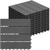 Laneetal Set di 11 Pavimenti per Esterno, Pavimenti WPC Incastro, per Giardino, Patio, Terrazza, Balcone, Pavimentazione Esterna 30x30 cm, Grigio