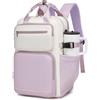 KONO Zaino Donna Porta PC 15,6 Pollici, Impermeabile e Grande Capacità con Tasca Porta Borraccia, Zaino Antifurto per PC Portatile, per Lavoro, Università e Viaggio (Beige/Viola)