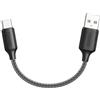 RAVIAD Cavo USB C Corto 15CM Ricarica Rapida 3A Nylon Intrecciato CavoTipoC | Compatibile per iPhone 16/15/15 Pro/15 Pro Max, Samsung Galaxy S24/S23/S22/S21/S10, Note 20 10, Google Pixel -Nero