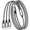 RAVIAD 100W Cavo USB C Ricarica Multiplo [1.2M] Cavo Ricarica Multiplo, USB | C a USB C PD [100W]+USB C a Lightning [27W]+USB C a Micro [10W] per iPhone 15 14, Galaxy S24 S23, Pad Pro/Mini, MacBook/Air