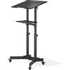 BONTEC Tavolino da Laptop con Ruote Bloccabili, Regolabile, Nero | Tavolino porta PC con piano inclinabile, altezza regolabile e design mobile, ideale per lavoro e studio