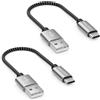 deleyCON USB-C nel SET (2 Pezzi da 0,15m) 15cm Corto Nylon Ricarica Dati USB Tipo C Connettori Metallo Ricarica & Sincronizzazione Smartphone