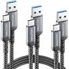 deleyCON 3x Cavi USB-A a USB-C Corti (0,5m + 1m + 2m) USB 3.0 5 Gbps (USB 3.2 Gen1) Cavi di Ricarica e Dati per Smartphone Tablet Notebook Fotocamera HDD SSD Disco Esterno ecc.