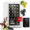 Klarstein Shiraz Cantinetta Vino Bianco - 24 Bottiglie, 63 L, 1 Zona | Frigo Vino a Libera Installazione, Porta in Vetro, Silenziosa, 5-18 °C, LED, Telaio Inox