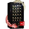 Klarstein Shiraz Cantinetta Vino Nero - 28 Bottiglie, 74 L, 1 Zona | Frigo Vino a Libera Installazione, Porta in Vetro, Silenziosa, 5-18 °C, LED, Telaio Inox