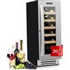 KLARSTEIN Cantinetta Vino Design da Incasso, Cantinetta Vino Refrigerata a Zona Singola per Rosso, Bianco e Birra, Controlli Touch, Frigo per Esterno/Interno, 50L, 20 Bottiglie