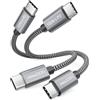 deleyCON 2x 0,15m USB C Cavo (100W Ricarica Rapida) PD 3.0 - C a C - Cavo Corto Ricarica per iPhone 17 16 15 Pro Max Air Galaxy A16 A26 A56 S26 S25 S24 Pixel iPad MacBook AirPods Tablet Switch PS5