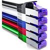 deleyCON 5x 0,5m Cavo Rete CAT7-10 Gigabit - Cavo Patch RJ45 Corto 50cm Ethernet (Rame, Schermatura S/FTP PiMF) - LAN DSL Switch Modem Router Patchpanel CAT7 CAT6 CAT5 - Multicolore