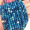 Perlin Perle striate di agata naturale, 8 mm, 6 mm, 4 mm, lucidate e opache, sferiche, per la realizzazione di gioielli, collane e bracciali, colori assortiti (6 mm, 18 pezzi, blu lucido)
