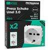 Eurocali Presa Elettrica Schuko Unel 3.0 P17/P30 16A 250V Compatibile con Vimar Plana Presa Italiana 2P+T Bipasso Bivalente 10/16A Frutti Elettrici Colore Bianco - Confezione da 2
