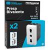 Eurocali Presa Elettrica Italiana 2P+T Bivalente 10/16A 250V Compatibile con BTicino Livinglight Presa di Corrente Bipasso Pluristandard da Muro Frutti Elettrici Colore Bianco - Confezione da 2