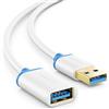 deleyCON 1m USB 3.0 Super Speed Prolunga - Connettore a Presa - Tecnologia USB 3.0 Super Speed fino a 5 Gbit/s - Bianco/Blu