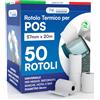 DNK TRADE 50 Rotoli POS in Carta Termica Rotolini Nexi Scontrini 57x20m | Alta Qualità Compatibili con dispositivi POS Sumup e altri Mobile POS