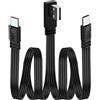 LANMINGLEL Cavo corto a 90 gradi 2 in 1 da USB A a tipo C, cavo di ricarica rapida PD 66 W piatto da USB a doppio tipo C, cavo di trasferimento dati splitter angolare a Y, per telefoni, tablet
