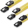 deleyCON 3x 50cm Cavo SATA III Set S-ATA 3 Dati - Cavo Collegamento HDD SSD Connessione Clip Metallo 6 GBit/s - 2 Connettori L-Type Dritti - Giallo