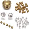 Perlin Set di 150 perline distanziali in metallo, 6 mm, a forma di cuore, con foro, colore argento e oro, accessori per gioielli per ciondoli, bracciali, ciondoli, perline fai da te da infilare
