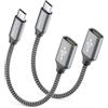 deleyCON 2x Adattatore USB C a USB 2.0 OTG Tipo-C Connettore a Presa A - Cavo per iPhone 17/16/15, Galaxy S26/S25/S24, A56, A17, A16 Tablet, MacBook, iMac, iPad, Notebook ecc.