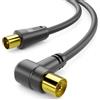 deleyCON 20m Cavo Antenna TV Angolato - Cavo Coassiale IEC HDTV 4K - Nero | Cavo TV, tripla schermatura, maschio a femmina, DVB-C, DVB-S, DVB-T, DVB-T2, radio DAB