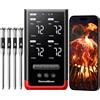 ThermoMaven P4 Termometro intelligente per carne senza fili - 152m Bluetooth 5.3, 4 sonde 6 sensori, monitoraggio WLAN illimitato, stabilità, impermeabile IPX8, per barbecue, forno, cucina, alimenti