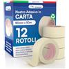 DNK TRADE 12 Rotoli Nastro di Carta Gommata da Imbianchini 50mm x 50m Pittura | DNK TRADE Carta Professionale Riciclabile per Mascheratura e Imbiancatura