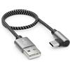 deleyCON 0,30m USB-A a USB-C - Connettore USB C 90° Angolato - Corto 30cm A a C Ricarica per iPhone 17 15 16 Pro Max Air Samsung S26 S25 S24 Pixel iPad Pro MacBook Air Tablet Switch PS5