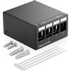 deleyCON Alloggiamento Patch Panel 4 Porte 1RU per Moduli Keystone 14,9mm x 17mm con Connettore Coassiale RJ45 BNC F Antenna RJ-11 Cinch Jack USB Toslink PS2 HDMI - Nero