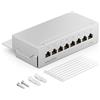 deleyCON CAT6 Patch Panel 8 Porte del Desktop & Montaggio a Parete - Schermato - Presa RJ45 8x - TIA568A TIA568B - Grigio Chiaro