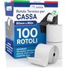 DNK TRADE Rotoli Termici per Registratori di Cassa - 100 Rotolini di Carta Termica Omologata 80mm x 80m Universale di Alta Qualità con Diametro 70mm Senza BPA - Compatibili con Nexi Axerve Ingenico