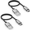 deleyCON USB-C nel SET (2 Pezzi da 0,30m) 30cm Corto Nylon Ricarica Dati USB Tipo C Connettori Metallo Ricarica & Sincronizzazione Smartphone