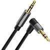 deleyCON 0,5m Cavo AUX Jack 3,5 mm - Cavo Audio Stereo in Tessuto con Connettori in Metallo - Jack Dritto su Jack Angolato a 90° - per Smartphone, Tablet, Cuffie, Hi-Fi, Autoradio
