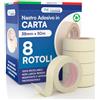 DNK TRADE Nastro Carta 38mm x 50m per Imbianchini Riciclabile | Carta Gommata Professionale per Mascheratura Pittura e Imbiancatura - 8 Rotoli