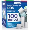 DNK TRADE 100 Rotoli POS in Carta Termica Rotolini Scontrini Nexi Sumup 57x20 Metri | Alta Qualità Compatibili con altri Mobile POS