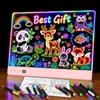 TOHETO Tavola da disegno LED TOHETO per bambini, lavagna LED ricaricabile per scarabocchi luminosi, tavoletta da disegno illuminata al neon, giocattolo per schizzi, regalo per bambine/ragazze, 12 pennarelli