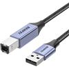 BENFEI Cavo stampante USB, 2 metri di cavo da USB A a USB B per HP, Canon, Brother, Dell, Epson, Lexmark, Xerox, grigio