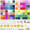HYHJMISTY 52000pz Kit di Perle Vetro 2 mm 96 Colori, Perline per Braccialetti con Lettera per Braccialetto/Collana fai-da-te, Perline Vetro Perle Colorate con Pinzetta, Forbice e 2pcs 0,5mm Elastic Thread