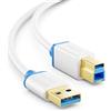 deleyCON 0,5m Cavo USB 3.0 Super Speed USB-A a USB-B - Bianco | Cavo dati corto da 50 cm con velocità fino a 5 Gbit/s, compatibile con stampanti, scanner e stampanti multifunzione