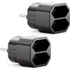 deleyCON Presa Multipla 2x Presa Euro 2,5A 1100W, 2 Pezzi - Nero | Multipresa per interni, cavo europeo, cavo di alimentazione, adattatore per presa, adattatore di alimentazione