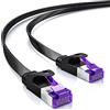 deleyCON 2m Cavo di rete Piatto Cat7 RJ45 10 Gbit/s LAN - Nero | Cavo patch Ethernet RJ45, cavo piatto per installazione, per internet, switch, router, modem e pannello di permutazione