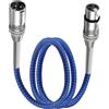 LANMINGLEL Cavo XLR, Cavo per microfono XLR a 3 Pin, Cavo XLR con connettore a molla metallica su spina, per registrazioni in studio, mixer audio, illuminazione da palco, blu (1M)