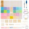 ARTREE Set di perline da 4 mm per bracciali, in 24 colori, perline di vetro da infilare per braccialetti fai da te, set di gioielli fai da te con perline colorate con lettere
