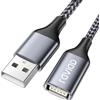 RAVIAD Cavo Prolunga USB 2.0 2M, Cavo USB 2.0 A Maschio e Femmina Nylon | Prolunga Cavo USB per Chiavetta USB, Hub USB, Lettore di Schede, Tastiera, Stampante, Scanner, Fotocamera - Grigio