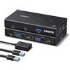 UGREEN Switch KVM HDMI 2.0 2 ingressi 1 uscite 4K 60Hz per 2 PC | 4 porte USB 3.0 5Gbps per tastiera, mouse, disco rigido, controller desktop compatibile con Windows, Linux, macOS