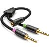 deleyCON Adattatore PC per Cuffie - Cavo Adattatore Audio Stereo Y Splitter - Jack 3,5mm 1x Femmina a 2x Maschi - per Cuffie Gaming con Microfono su PC o Laptop