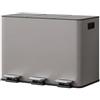 Garvee Pattumiera da Cucina a Pedale 3x15L per Raccolta Differenziata - 3 Scomparti, Acciaio Inox 410 - Coperchio Soft Close, Secchi Rimovibili, Filtro Antiodore, Antimpronta, Salvaspazio -