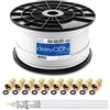 deleyCON 100m Cavo Coassiale SAT HQ 130dB con Schermatura Quattro DVB-S/S2 DVB-T DVB-C BK HDTV 4K 1080p Full HD + 10 Connettori F Dorati