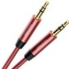 deleyCON 1m Cavo Audio AUX Stereo Jack 3,5 mm in Nylon - Connettori in Metallo - per Smartphone, Tablet, Cuffie, Hi-Fi, Ricevitore - Rosso/Rosa