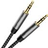deleyCON 1,5m Cavo Audio AUX Stereo Jack 3,5 mm in Nylon - Connettori in Metallo - per Smartphone, Tablet, Cuffie, Hi-Fi, Ricevitore - Nero