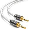 deleyCON 15m Cavo Jack 3,5mm AUX Stereo, Connettore Diritto - Bianco | Cavi audio per PC, laptop, cellulare, smartphone, tablet, autoradio e ricevitore HiFi.